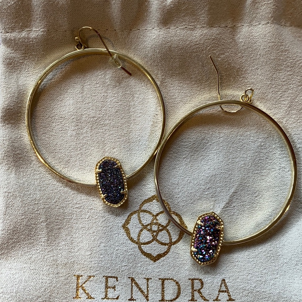 Kendra Scott Gold Elora Hoop Multicolor Drusy
